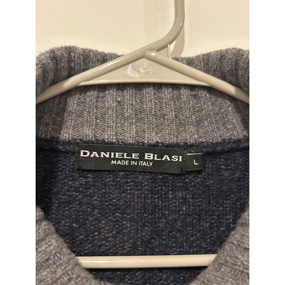 Mens Daniele Blasi Wool Blend Sweater Size Large Pullover 1/4 Zip Made In Italy - Picture 3 of 7